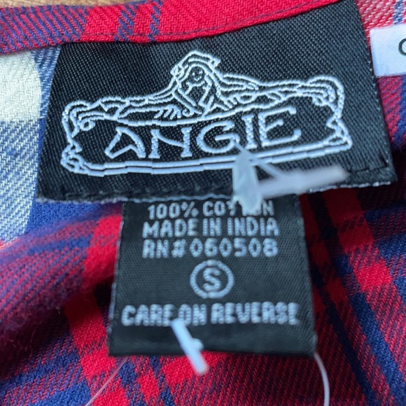 Angie Red Plaid Flannel Blouse NWOT - Picture 7 of 8